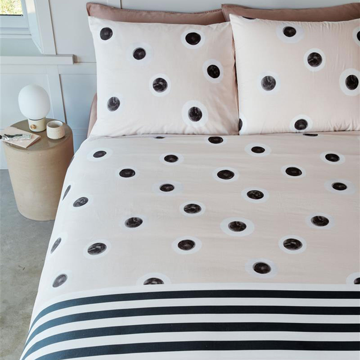 Stripe and Eye Natural Cotton Quilt Cover Set King Price