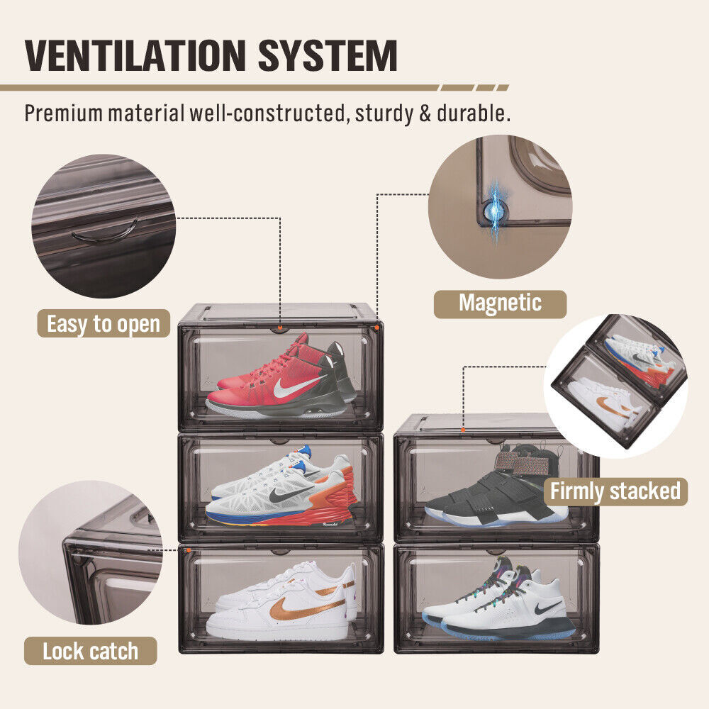10Pcs Premium Acrylic Shoe Box Sneaker Display Storage Case Boxes Magnetic Door Au Price