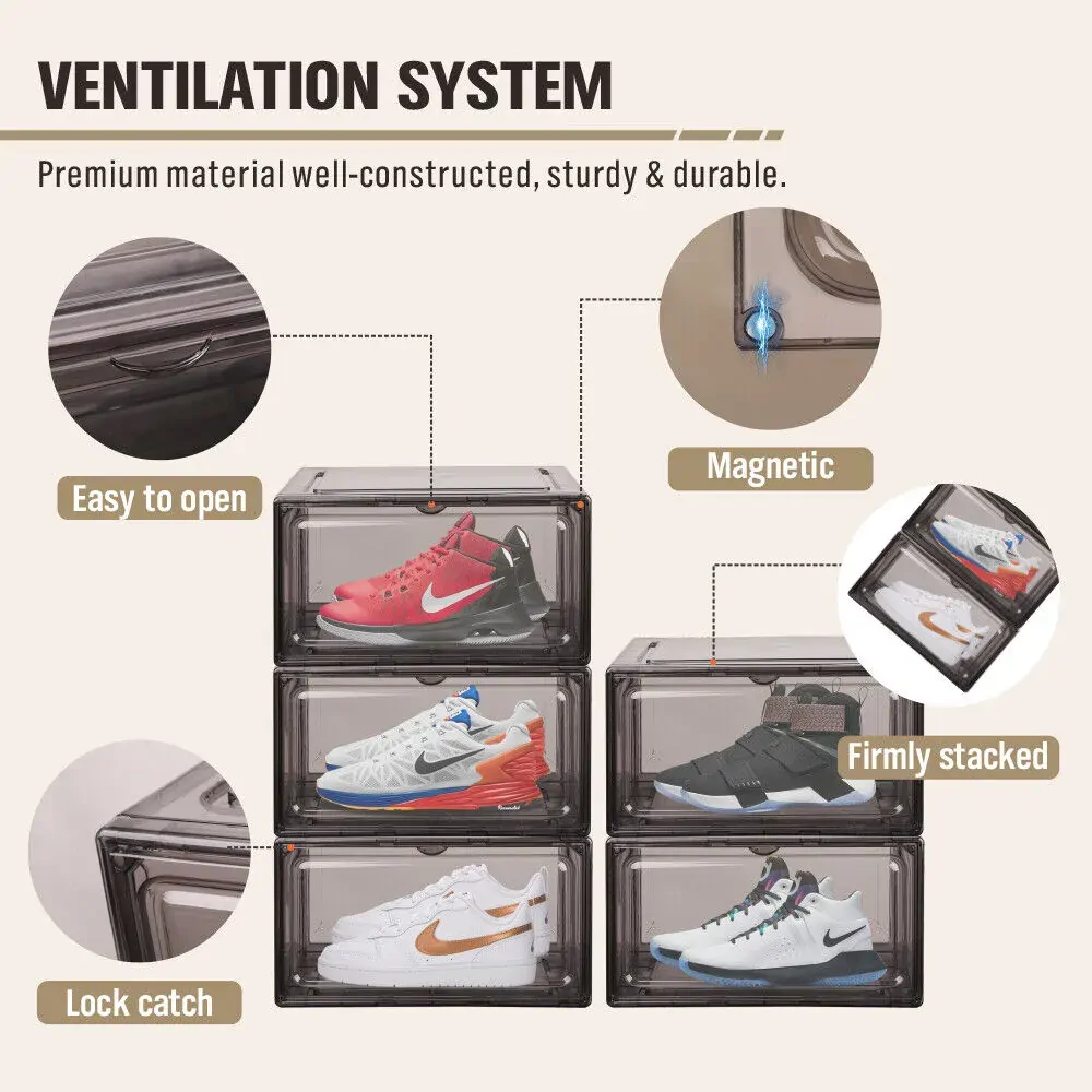 10Pcs Premium Acrylic Shoe Box Sneaker Display Storage Case Boxes Magnetic Door Au Price
