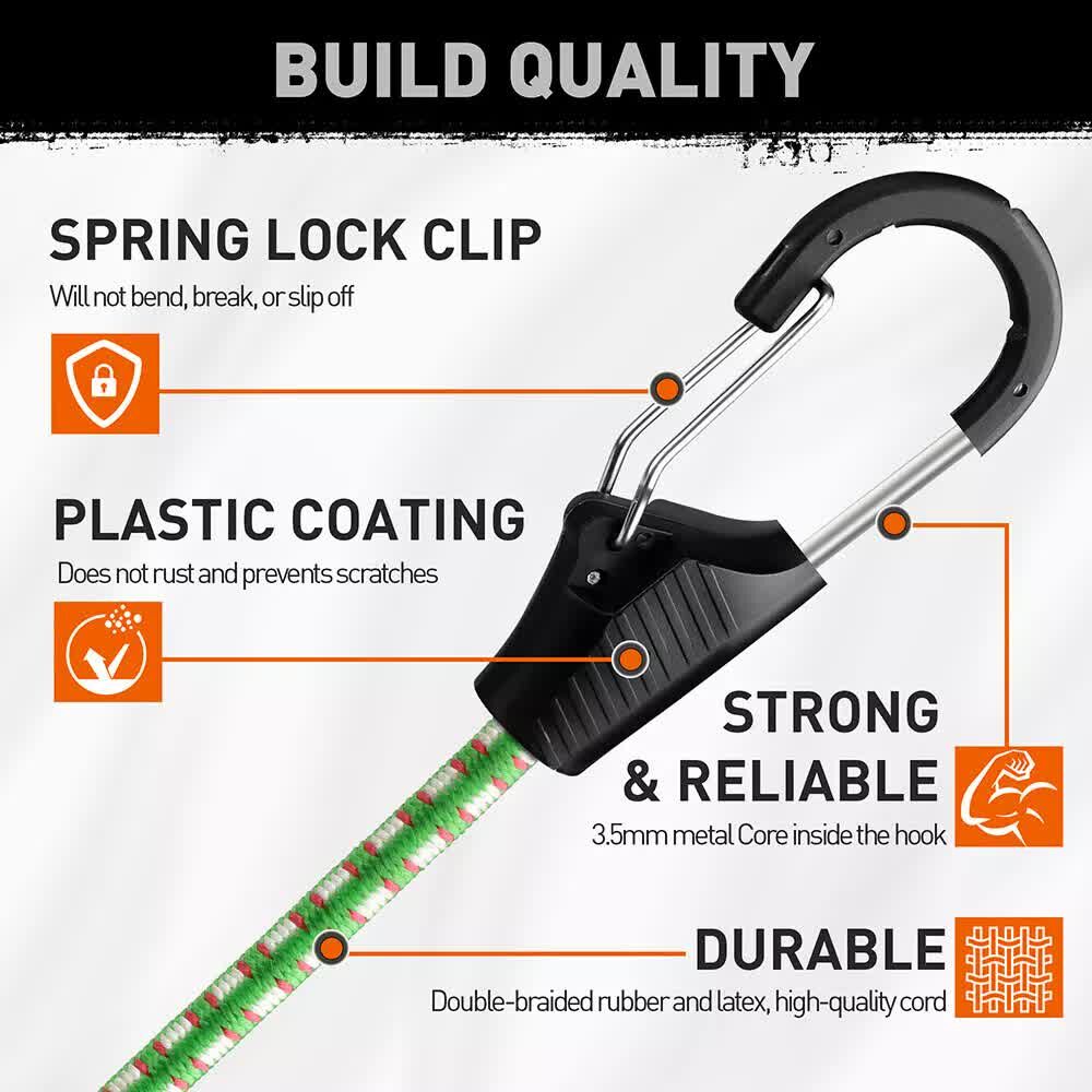 10-Piece Bungee Cords With Hook 40inch Outdoor Elastic Bungee Straps Luggage Price
