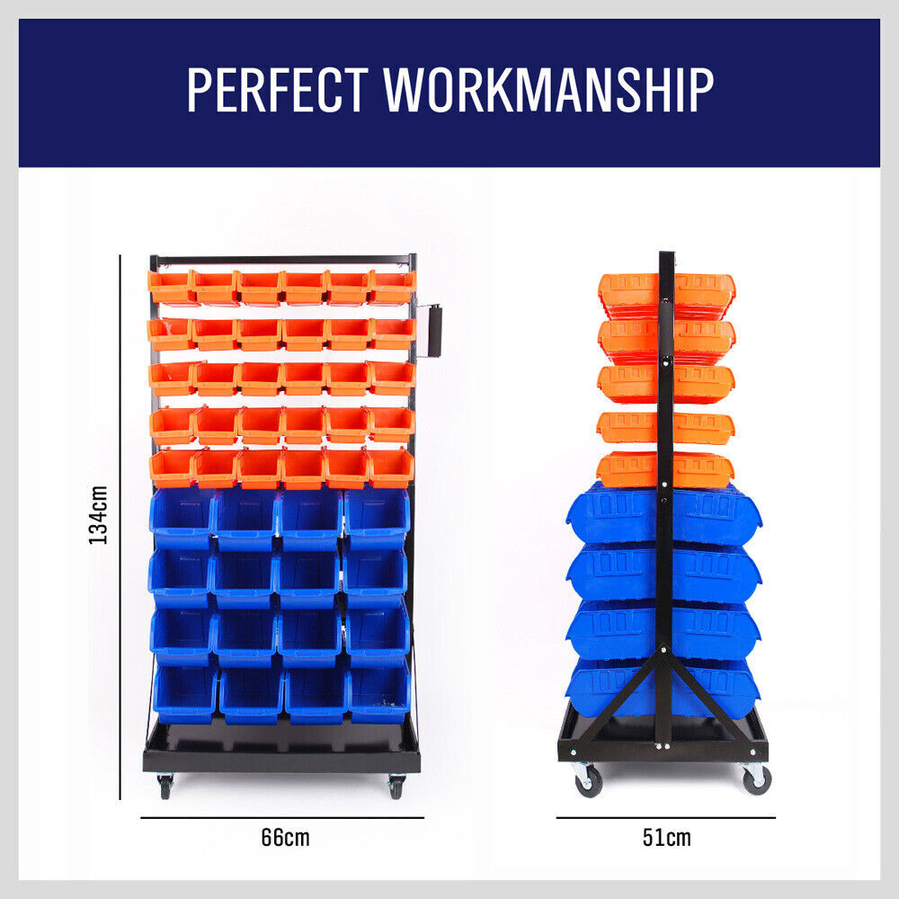 92-Piece Bin Mobile Garage Storage Bin Rack Heavy-Duty Tool Organizer with Swivel Wheels Price