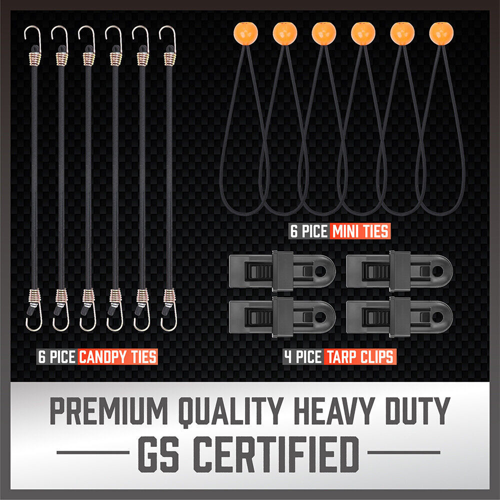 30-Piece Premium Bungee Cord Assortment Includes 10” to 40” Bungee Cords, Canopy Ties & Tarp Clips Price