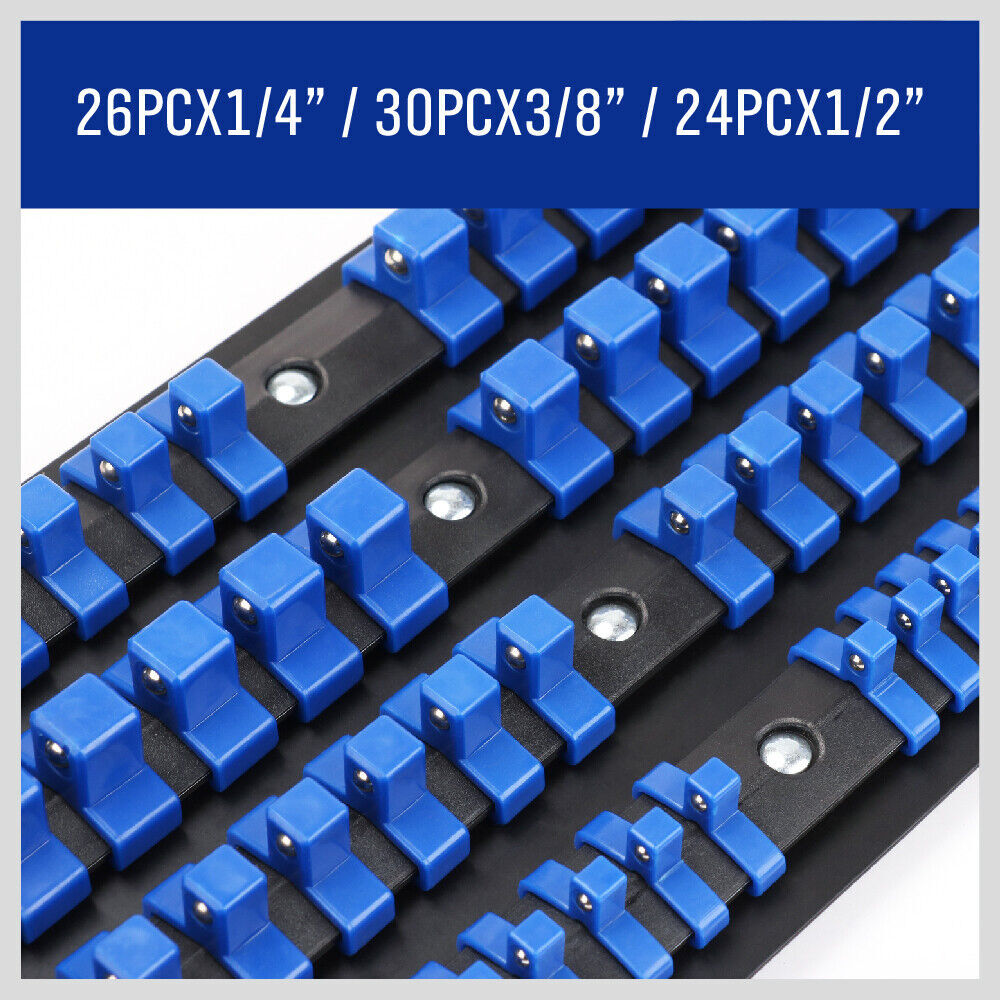 80 Socket Storage Rail Mixed Organizer Rack Holder Ball Locking 1/4" 3/8" 1/2" Price