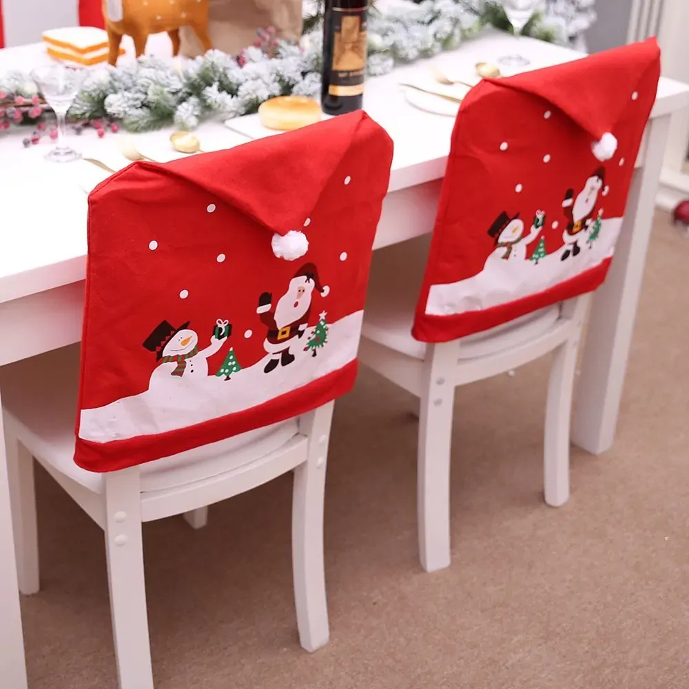 6-10x Christmas Santa Hat Chair Covers Table Cloth Dinner Home Décor Ornaments, 6PCS Chair Covers Price