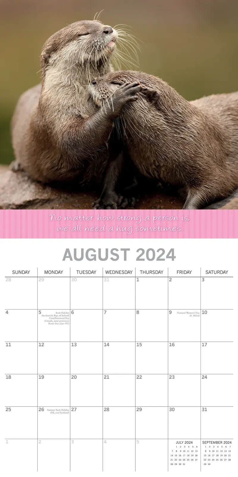 Hugs - 2024 Square Wall Calendar Pets Animals 16 Months Premium Planner New Year Price