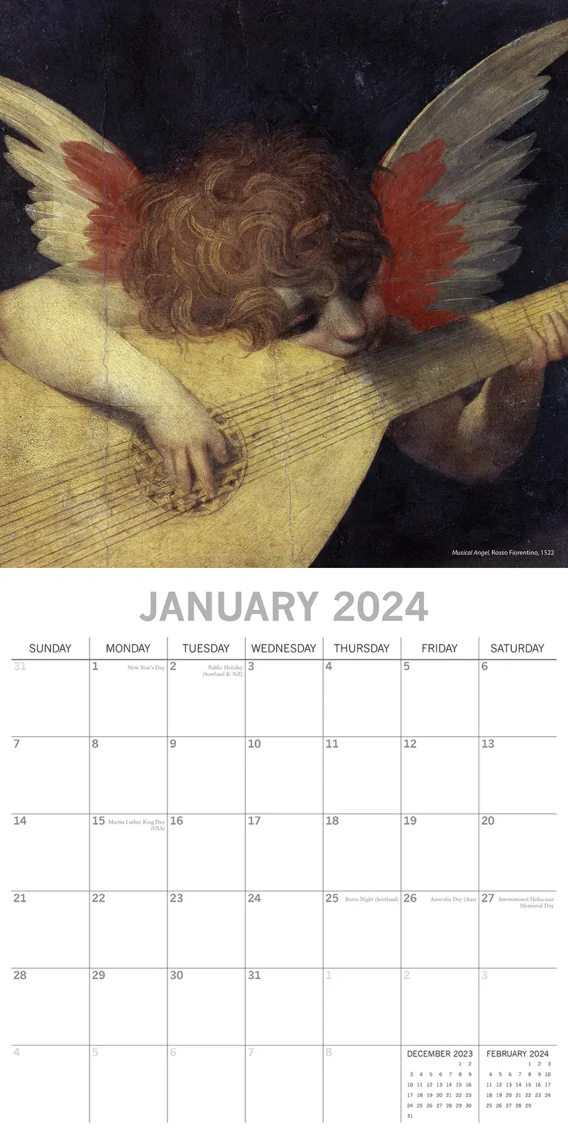Angels - 2024 Square Wall Calendar 16 Month Arts Planner Christmas New Year Gift Price