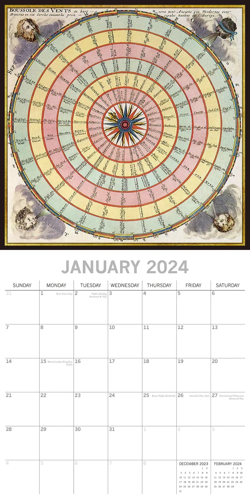 Celestial - 2024 Square Wall Calendar 16 Months Arts Planner Xmas New Year Gift Price