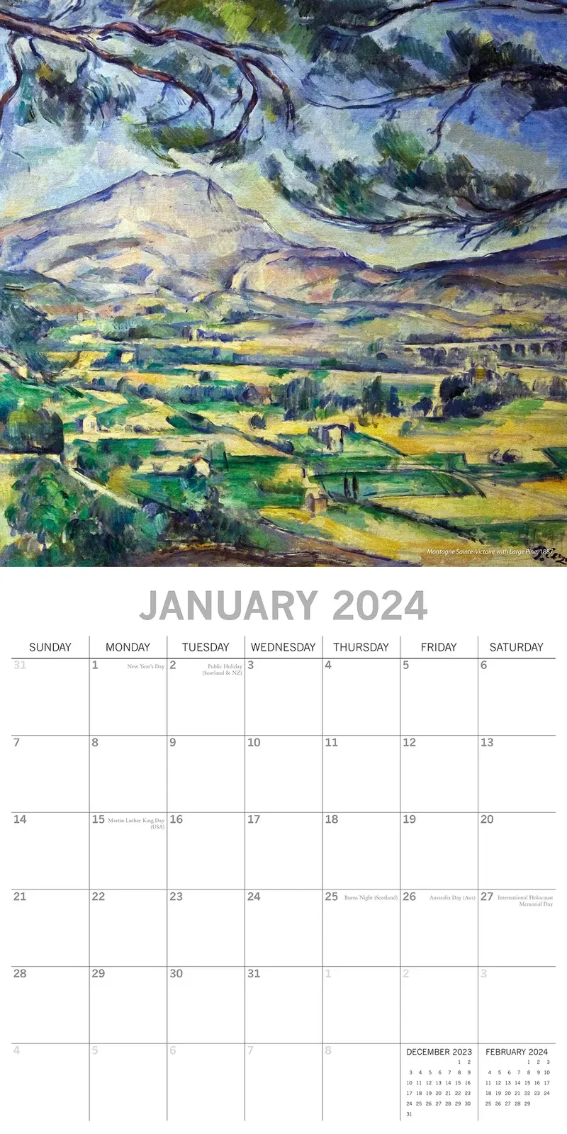 Cezanne 2024 Square Wall Calendar 16 Months Arts Planner Christmas New Year Gift Price