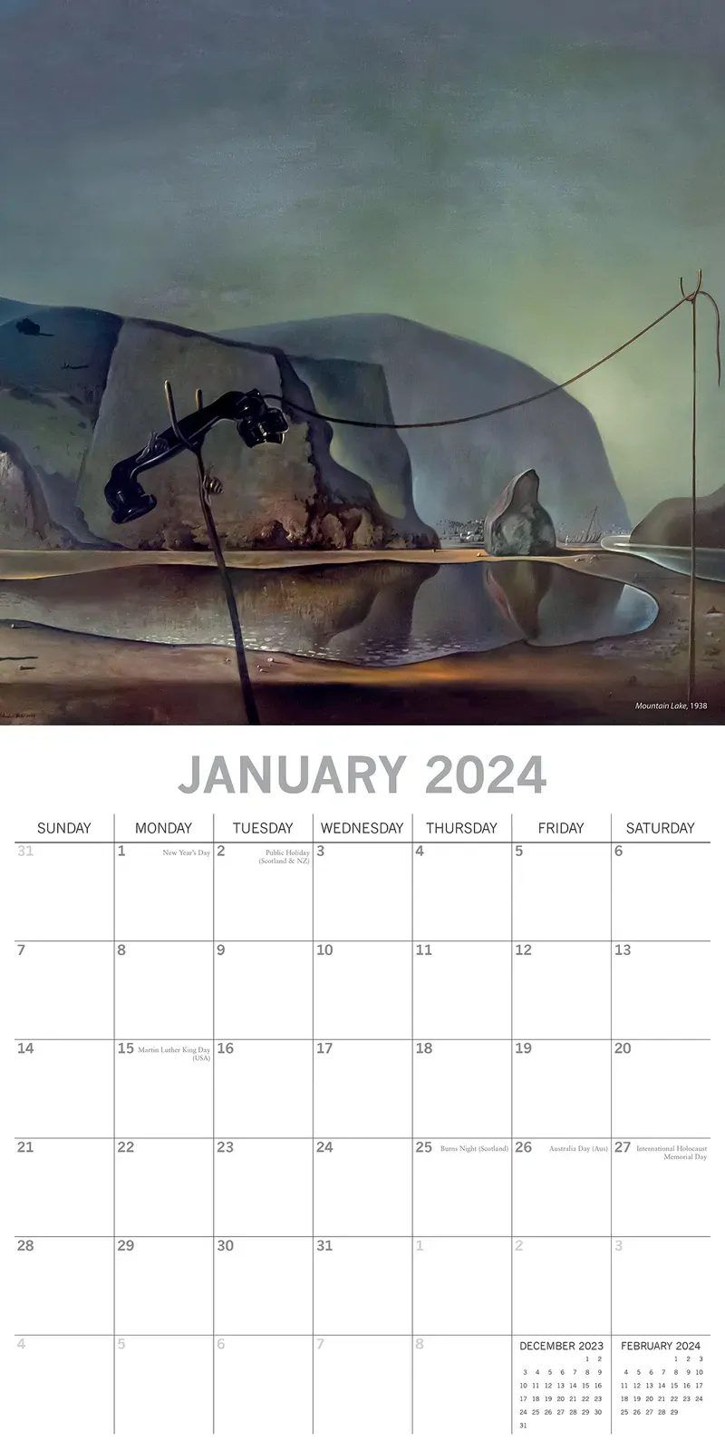 Dali - 2024 Square Wall Calendar 16 Months Arts Planner Christmas New Year Gift Price