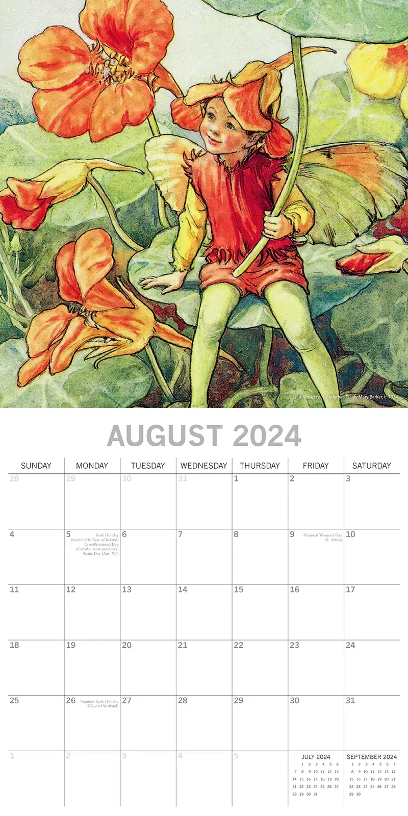 Fairies 2024 Square Wall Calendar 16 Months Arts Planner Christmas New Year Gift Price