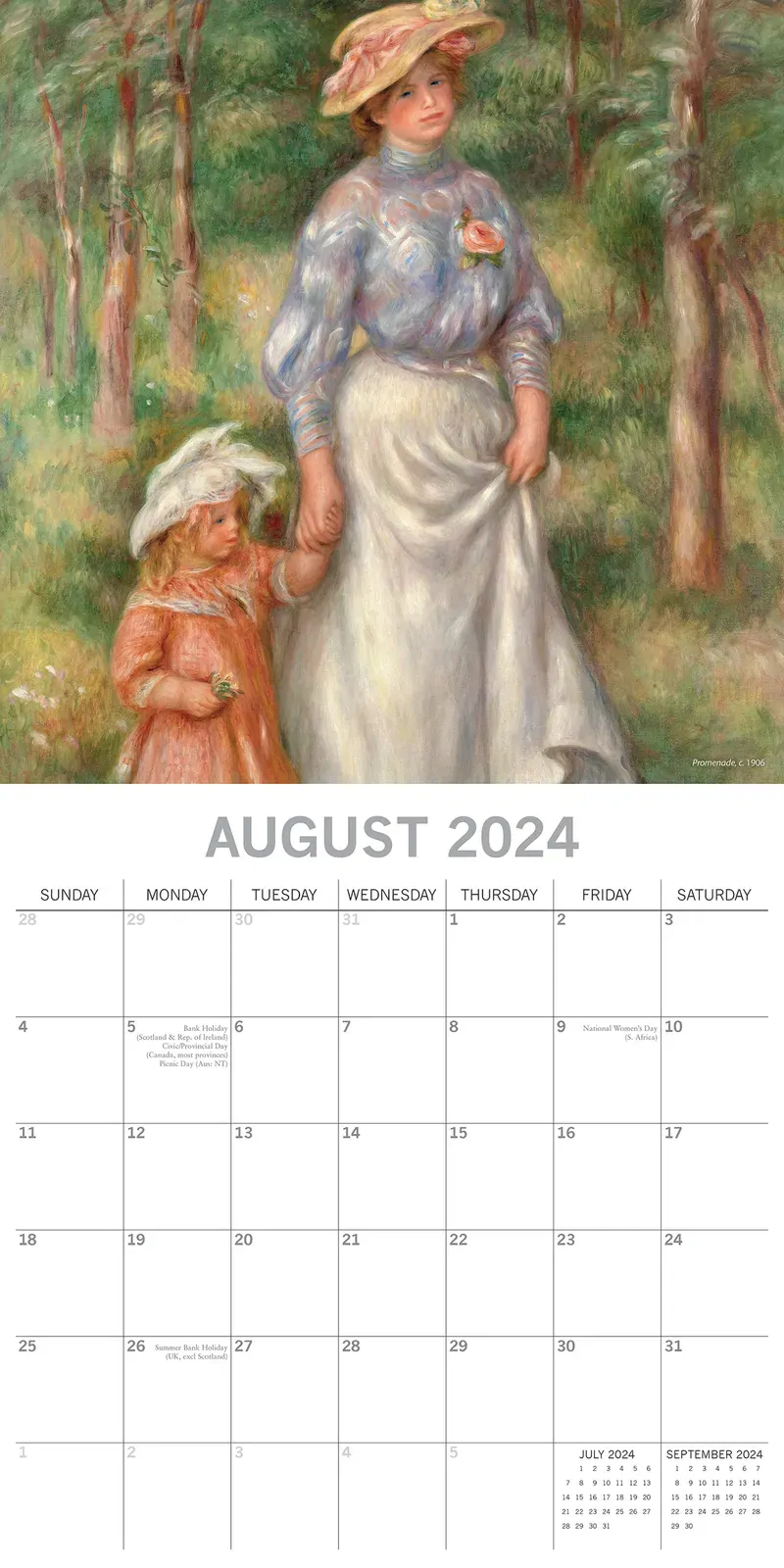 Renoir - 2024 Square Wall Calendar 16 Month Arts Planner Christmas New Year Gift Price