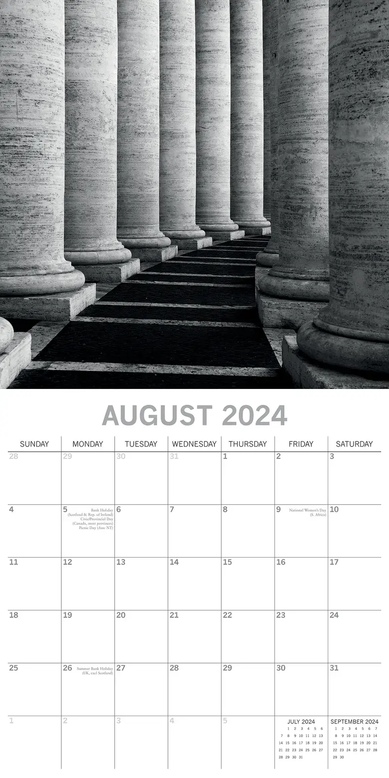 Urban Scenes - 2024 Square Wall Calendar 16 Months Black & White Planner Gift Price