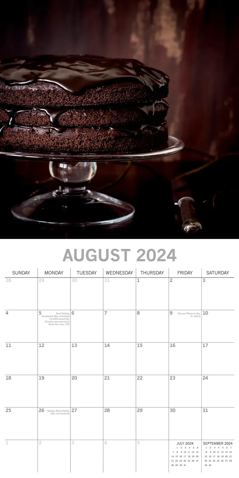 Chocolate - 2024 Square Wall Calendar 16 Months Food Planner Xmas New Year Gift Price