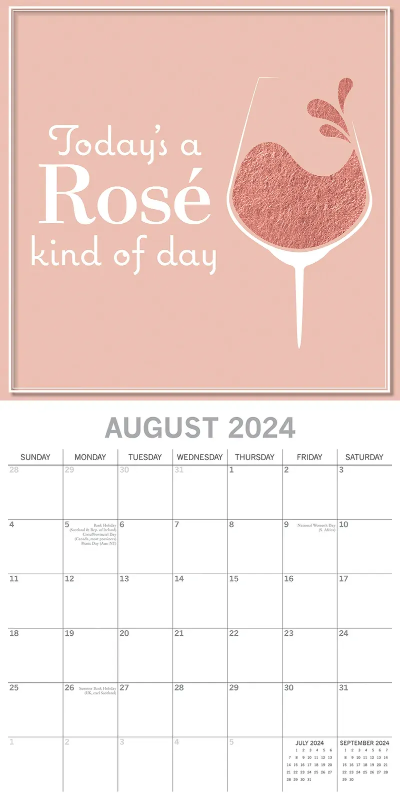 Rose - 2024 Square Wall Calendar 16 Month Food Planner Wine Beer Planner Gift Price