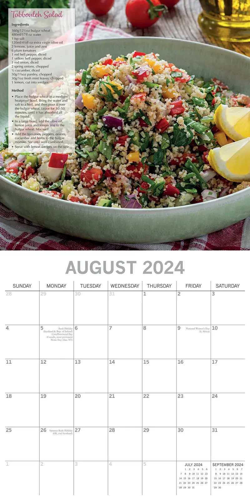 Tasty Vegetarian Recipes - 2024 Square Wall Calendar 16 Months Food Planner Gift Price