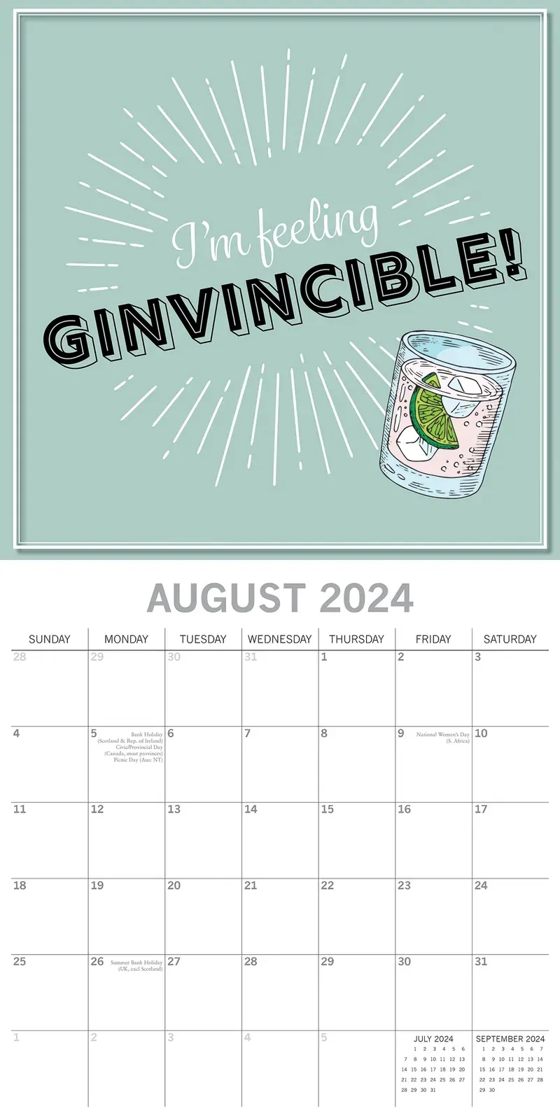Gin - 2024 Square Wall Calendar 16 Months Funny Planner Christmas New Year Gift Price