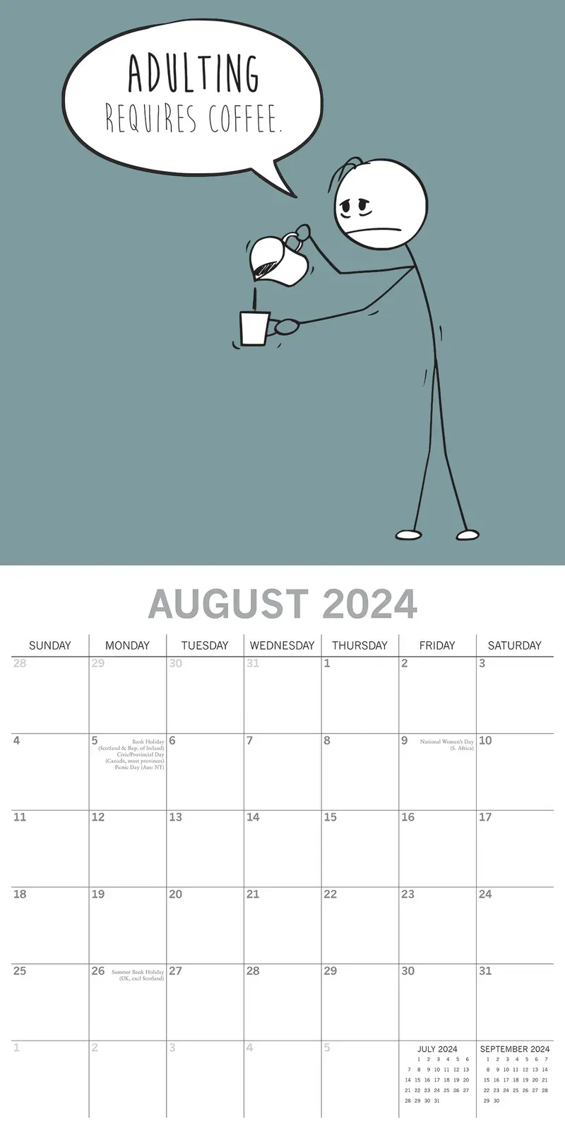 The Scary Reality of Adulting - 2024 Square Wall Calendar 16 Months Planner Gift Price
