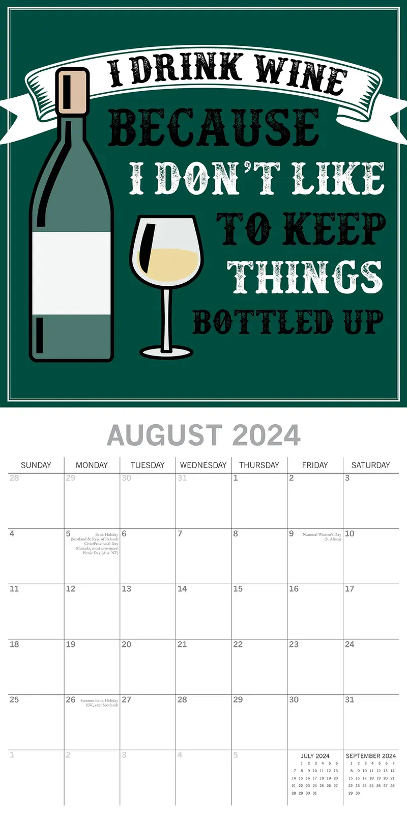 Wine Signs - 2024 Square Wall Calendar 16 Months Planner Christmas New Year Gift Price