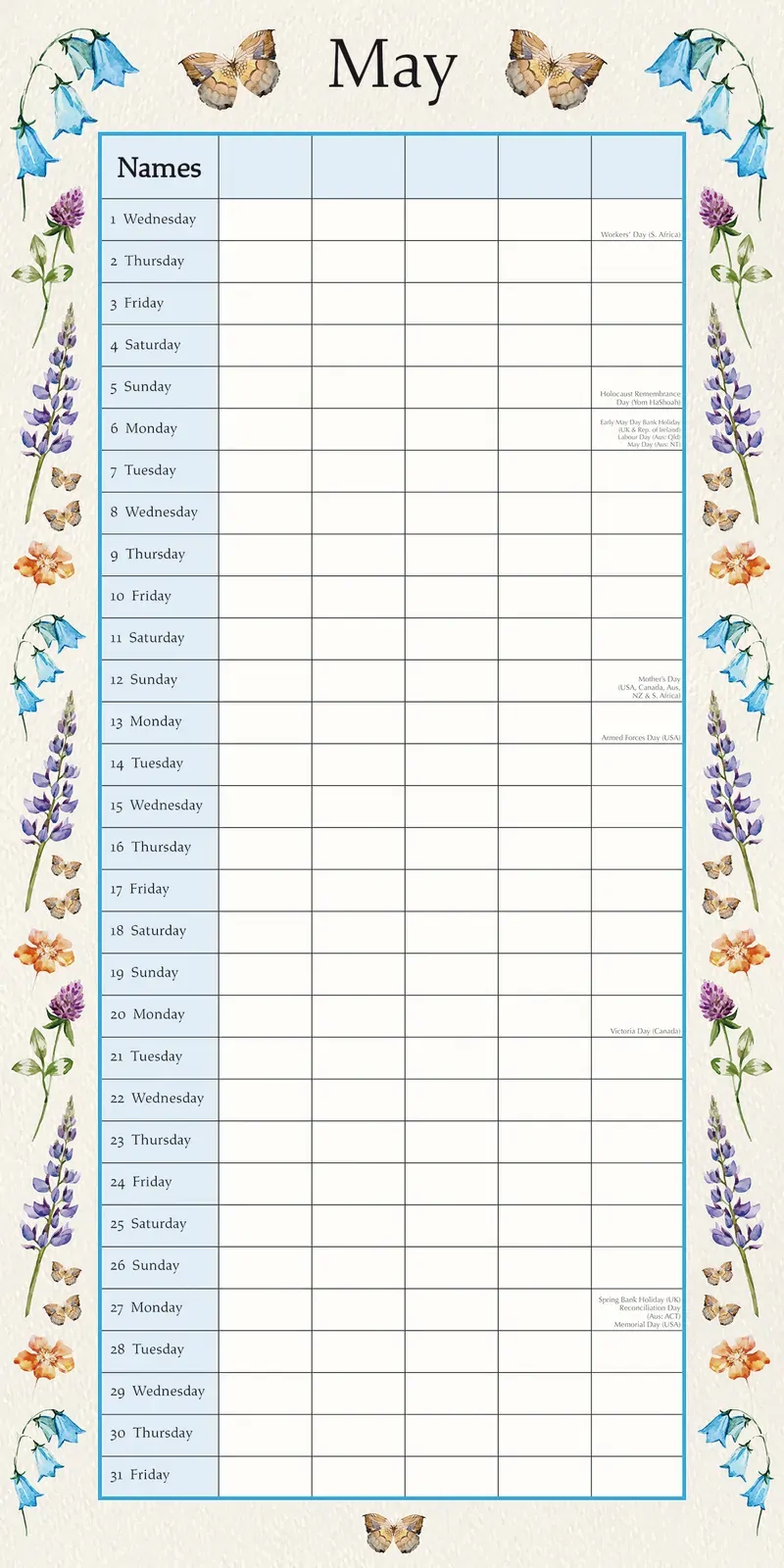 Floral Family Organiser 2024 Square Wall Calendar 16 Month School Flower Planner Price