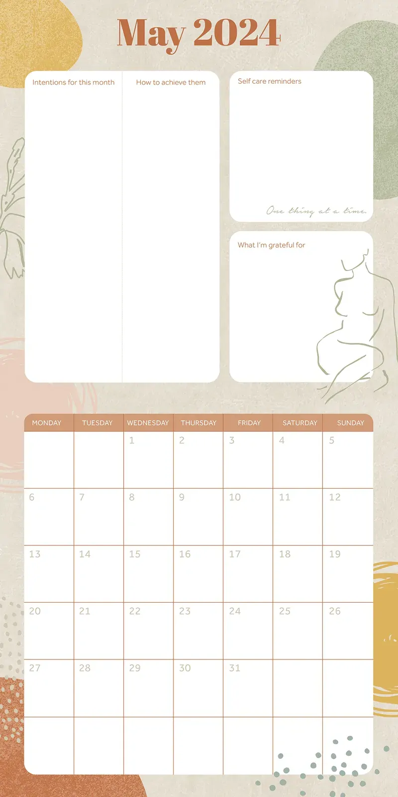 Wellness Planner - 2024 Square Wall Calendar 16 Months Health Mindset Planner Price