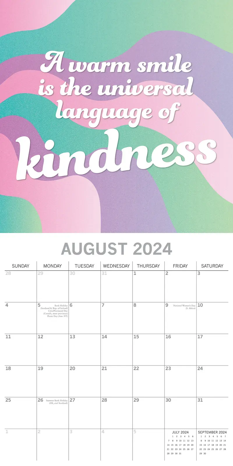 Be Kind - 2024 Square Wall Calendar 16 Months Lifestyle Planner New Year Gift Price