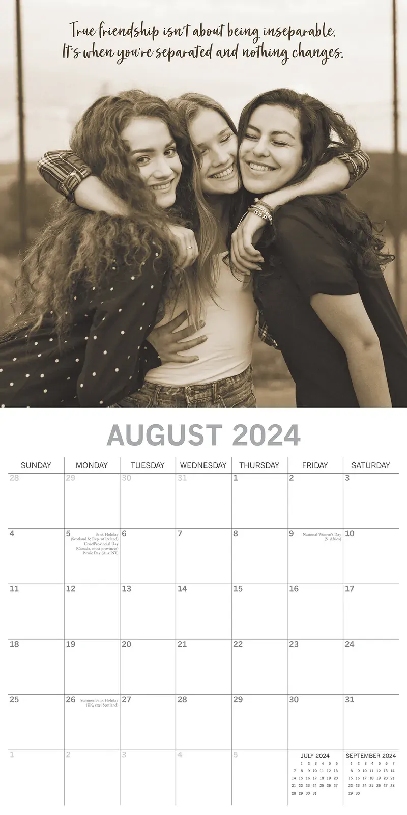 Friendship - 2024 Square Wall Calendar 16 Months Lifestyle Planner New Year Gift Price