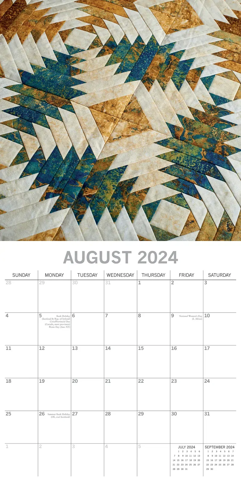 Quilting - 2024 Square Wall Calendar 16 Months Lifestyle Planner New Year Gift Price