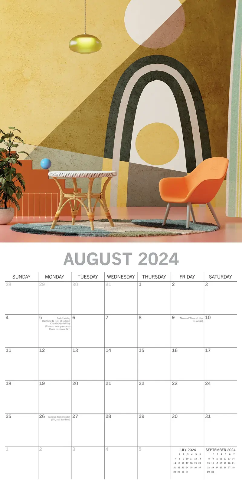 Retro - 2024 Square Wall Calendar 16 Months Lifestyle Planner Xmas New Year Gift Price