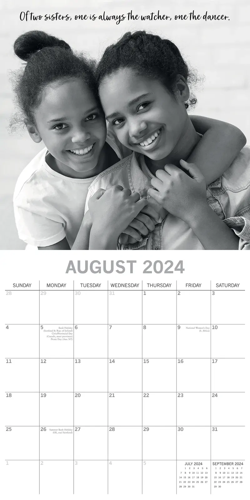 Sisters - 2024 Square Wall Calendar 16 Months Lifestyle Planner New Year Gift Price