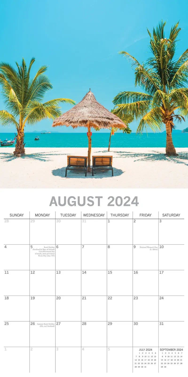 Tropical Escapes - 2024 Square Wall Calendar 16 Months Planner New Year Gift Price