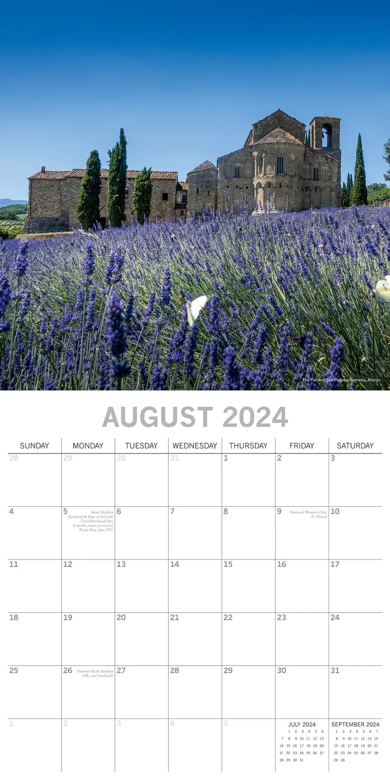 Tuscany - 2024 Square Wall Calendar 16 Months Premium Planner Xmas New Year Gift Price