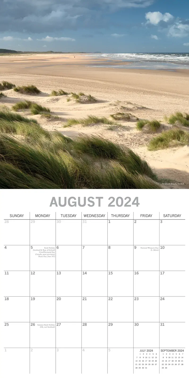 Coastlines of Britain - 2024 Square Wall Calendar 16 Months Premium Planner Gift Price