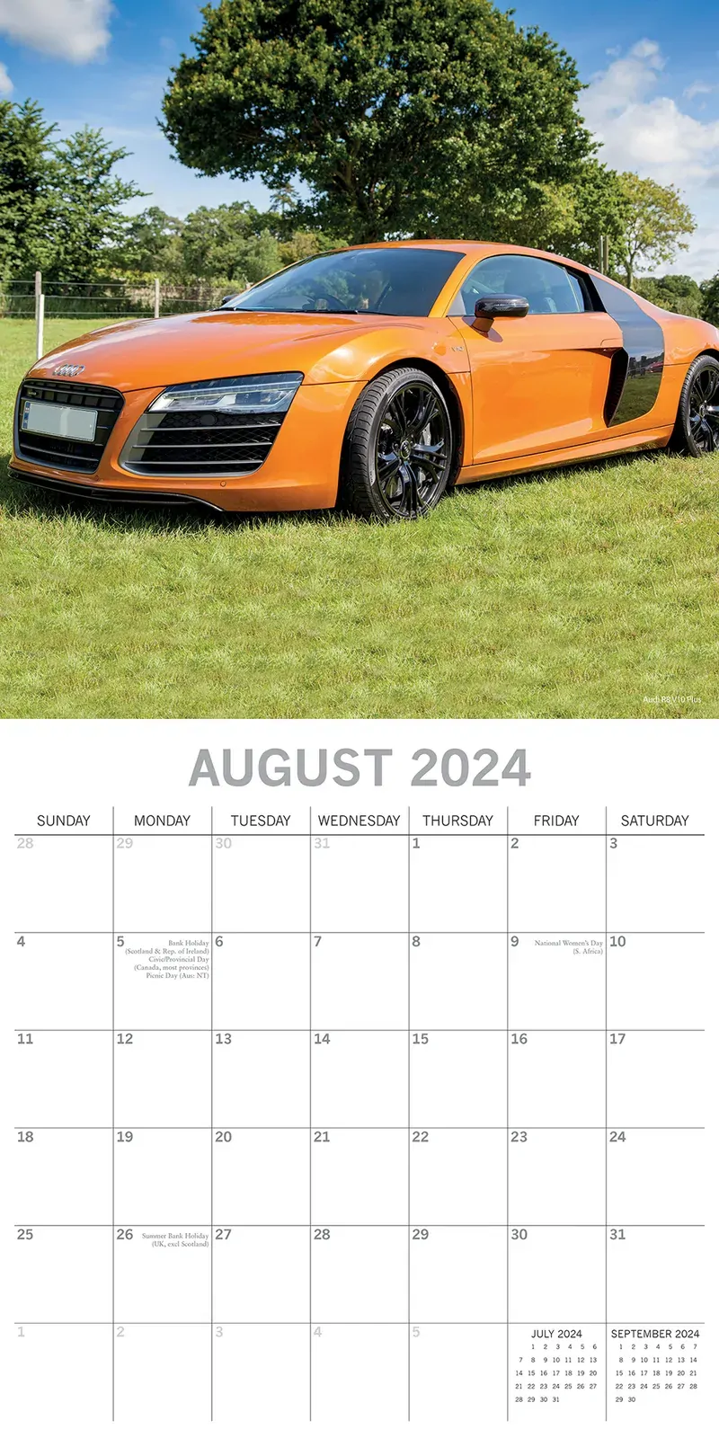 Super Cars - 2024 Square Wall Calendar 16 Months Planner Christmas New Year Gift Price