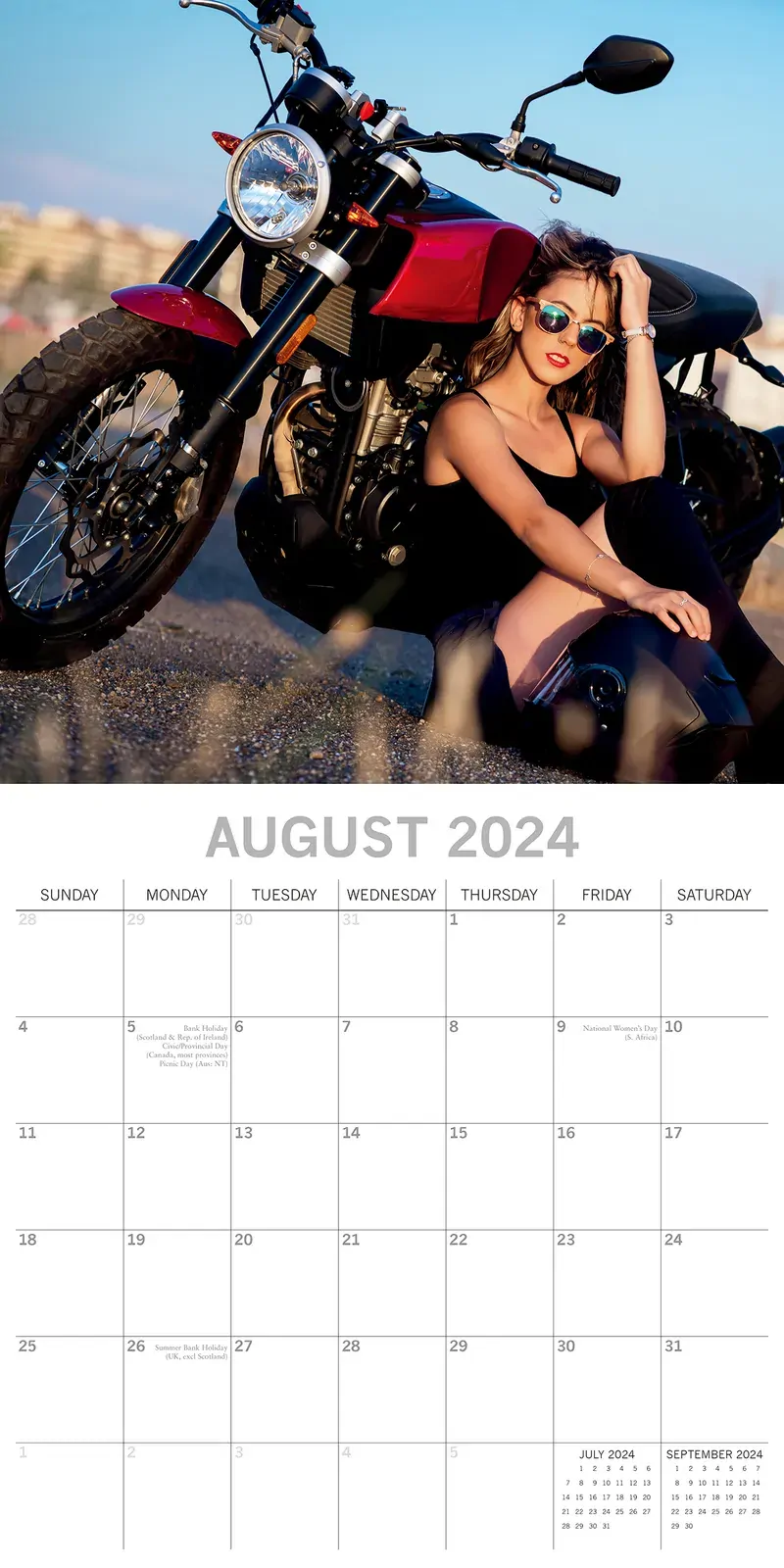 Biker Babes - 2024 Square Wall Calendar 16 Month Planner Christmas New Year Gift Price