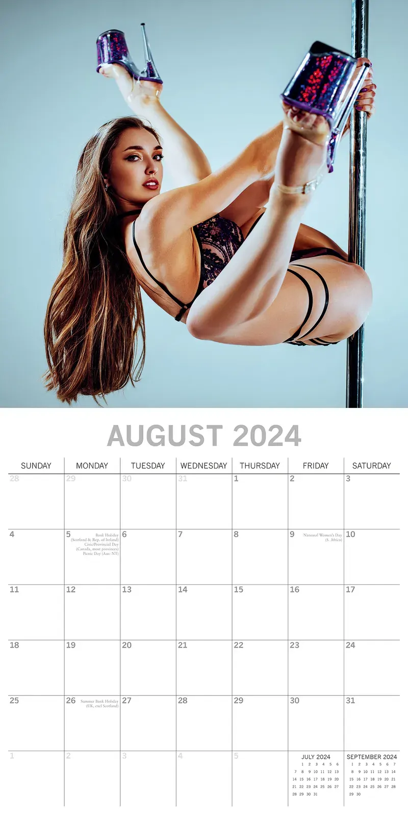 Pole Dancers 2024 Square Wall Calendar 16 Months Planner Christmas New Year Gift Price