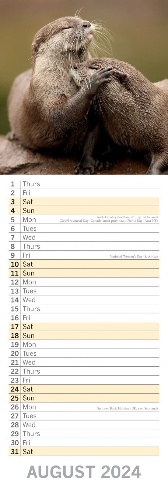 Adorable Animals 2024 Slimline Slim Wall Calendar Hanging Planner New Year Gift Price
