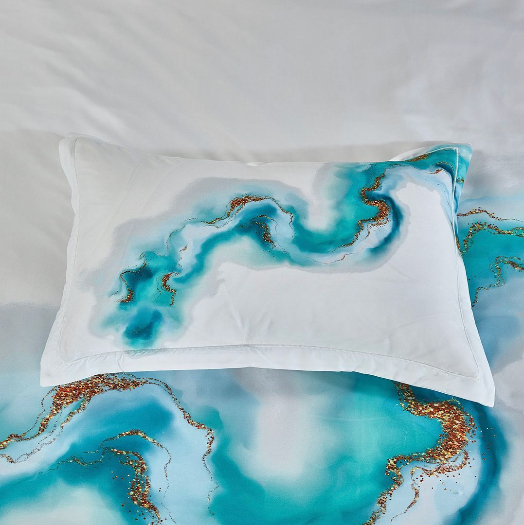 Ocean Marble Quilt Cover Set - Super King Size Price