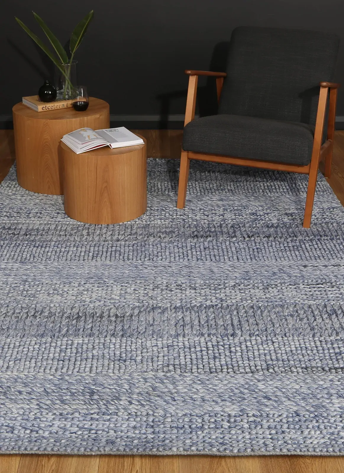 Harlow Grace Blue Wool Blend Rug 200x290 Price