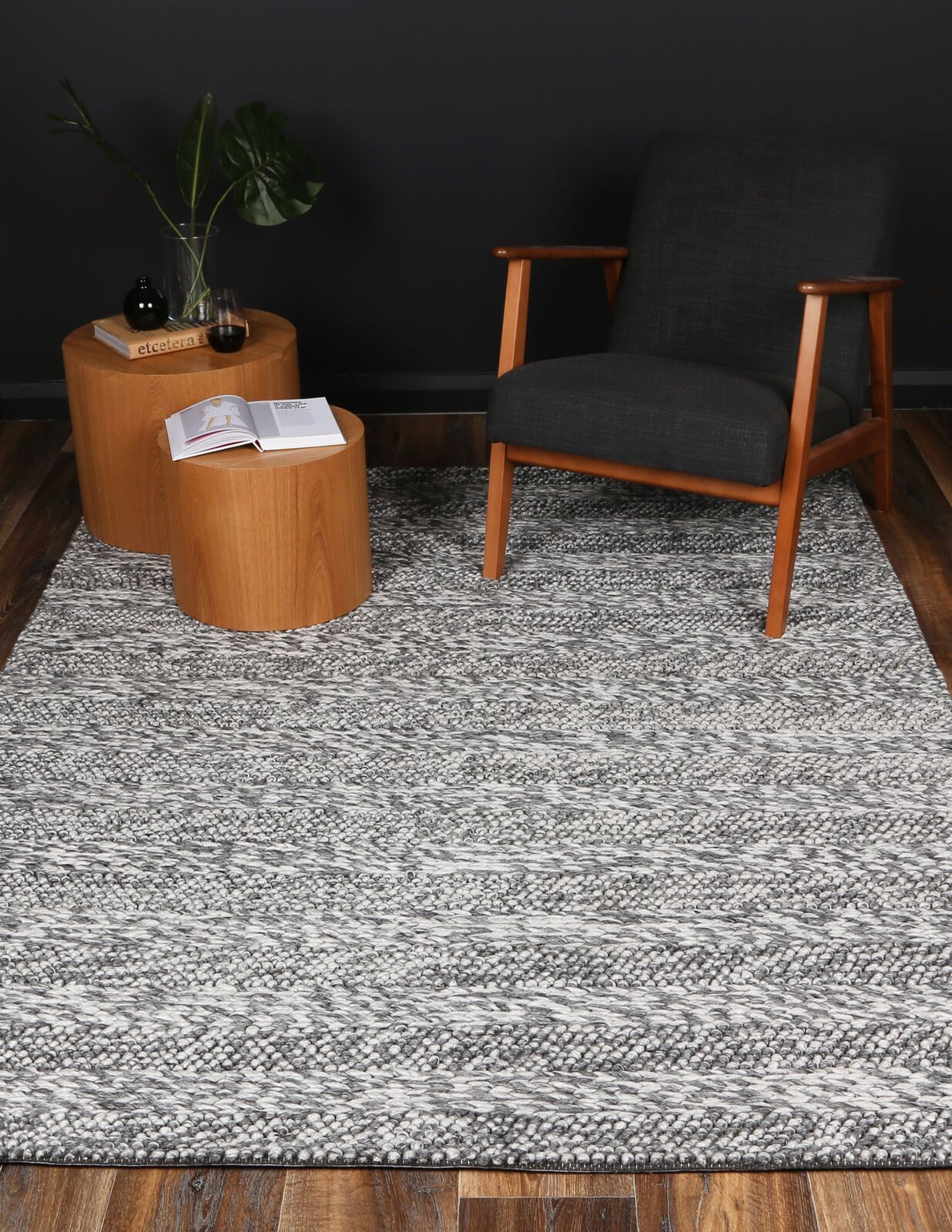 Harlow Ringlets Charcoal Wool Blend Rug 200x290 Price