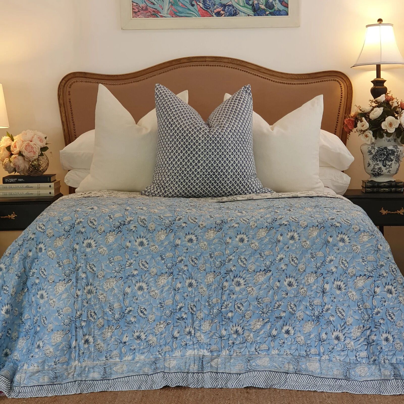 Wild Flower Ocean Reversible Quilt - Blue (Size: King 228 cm x 274 cm) Price