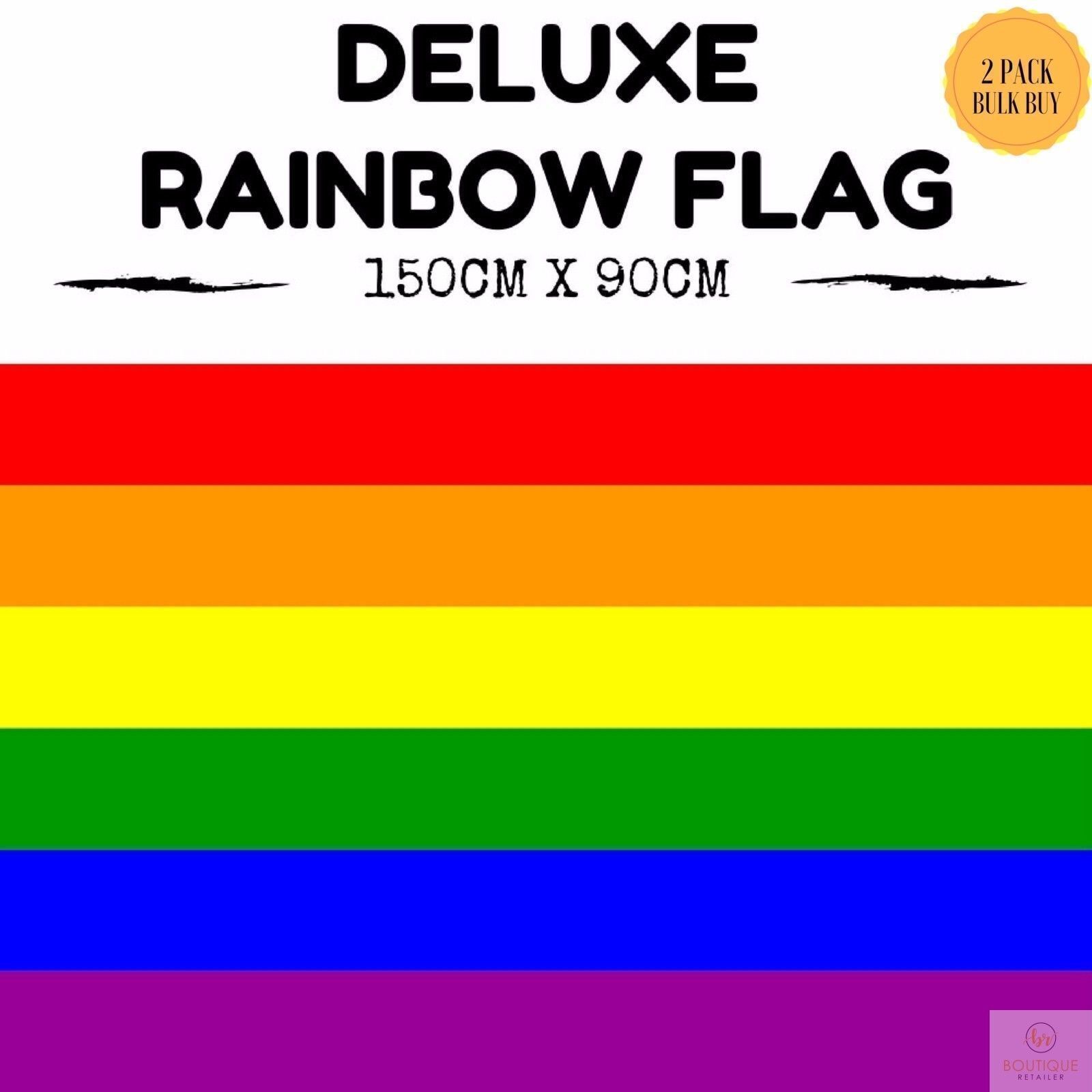 2x DELUXE RAINBOW GAY PRIDE FLAG Outdoor Banner 150x90cm 3x5ft w Metal Eyelets Price