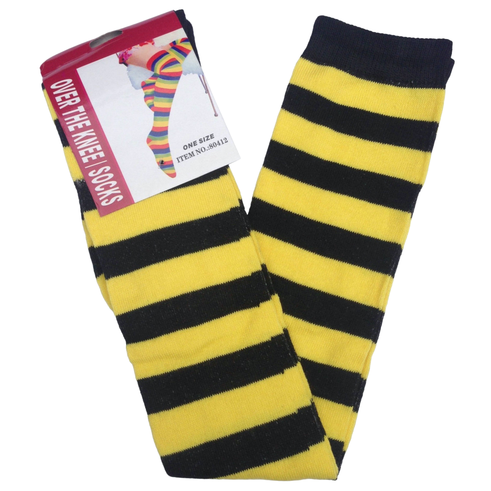 2pc Set Over The Knee Socks Striped Black White Yellow High Thigh Long Stocking Price