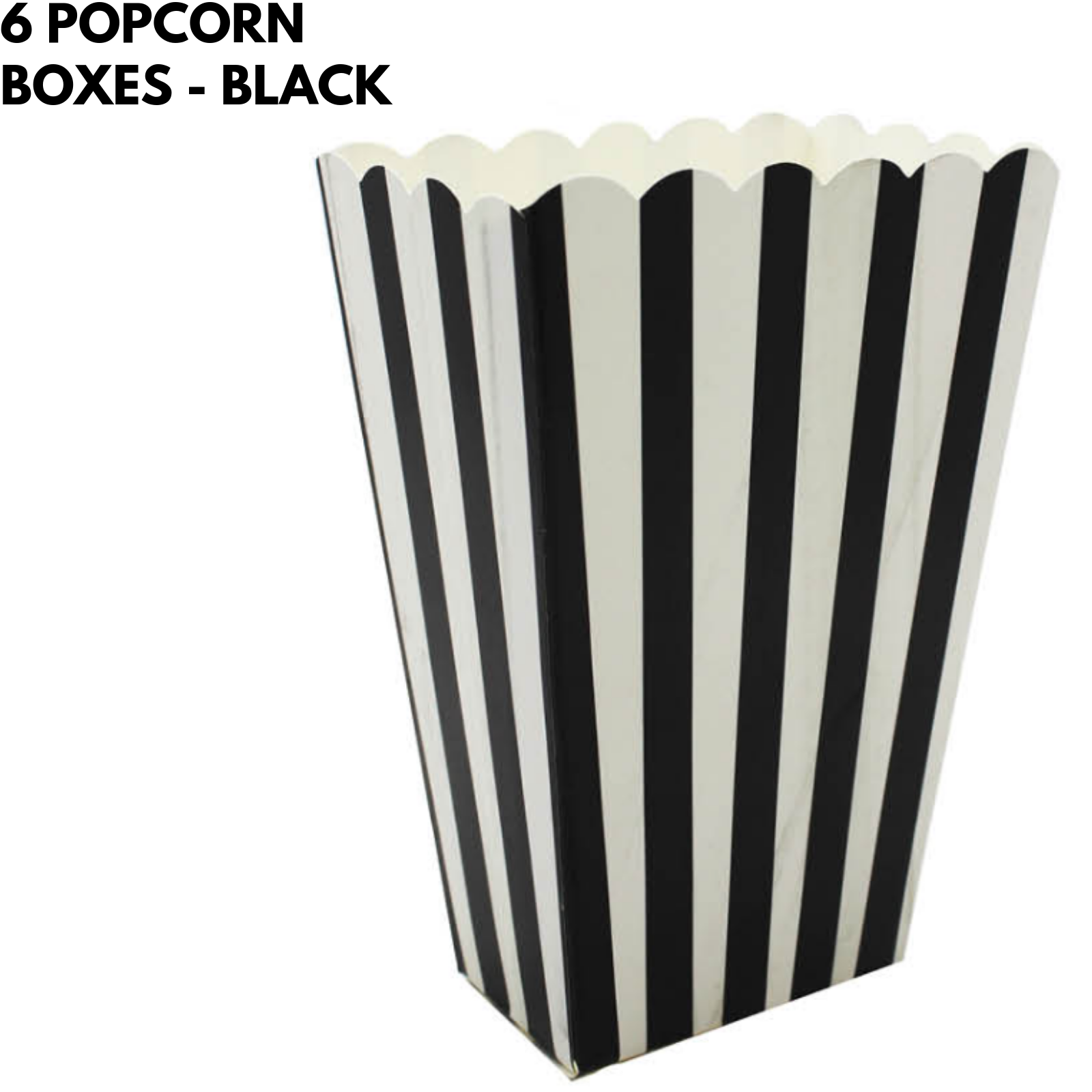 6x POPCORN BOXES Wedding Party Favour Lolly Box Retro Cinema Pop Corn - Black Price