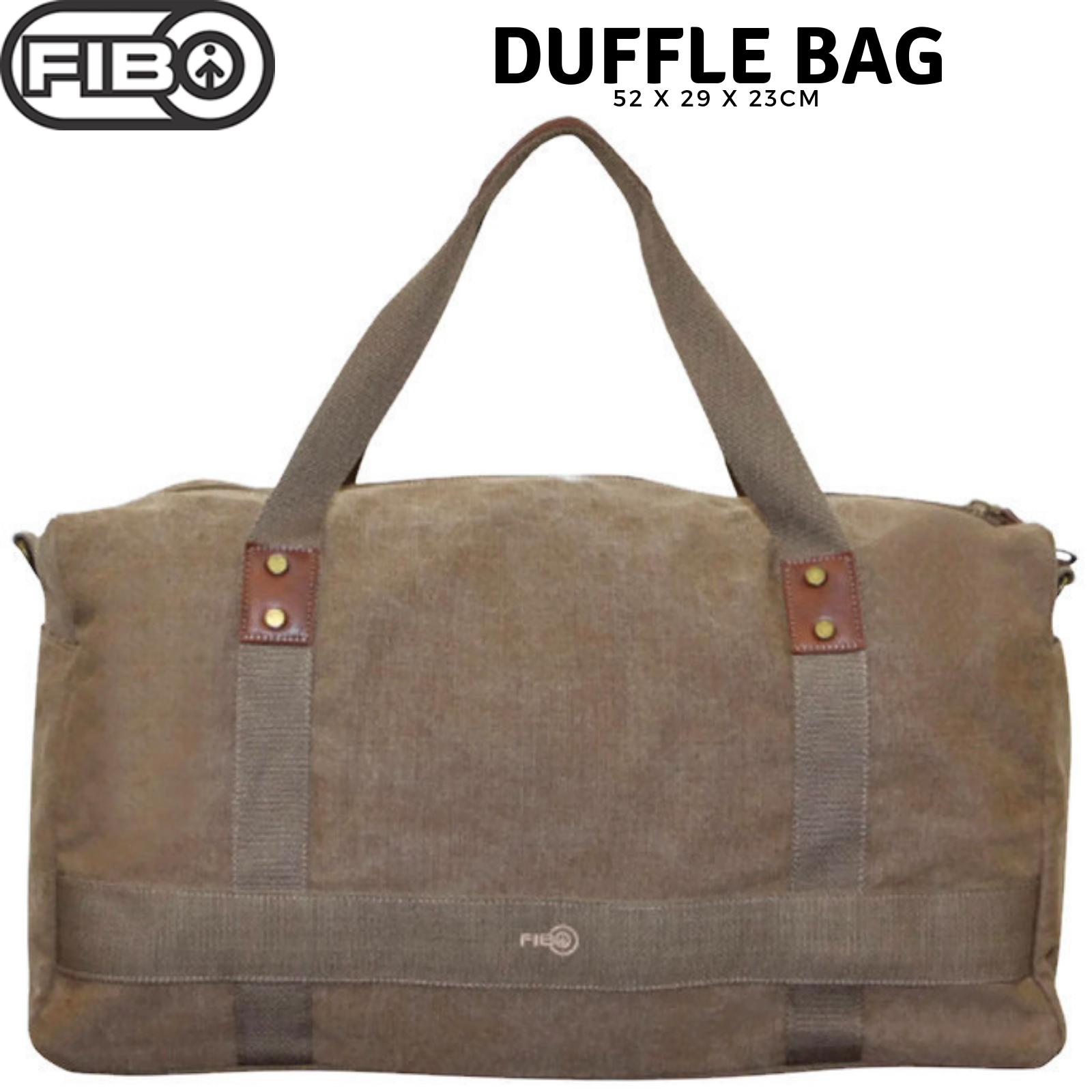 FIB 52cm Canvas Travel Duffle Bag Casual Duffel - Khaki Price