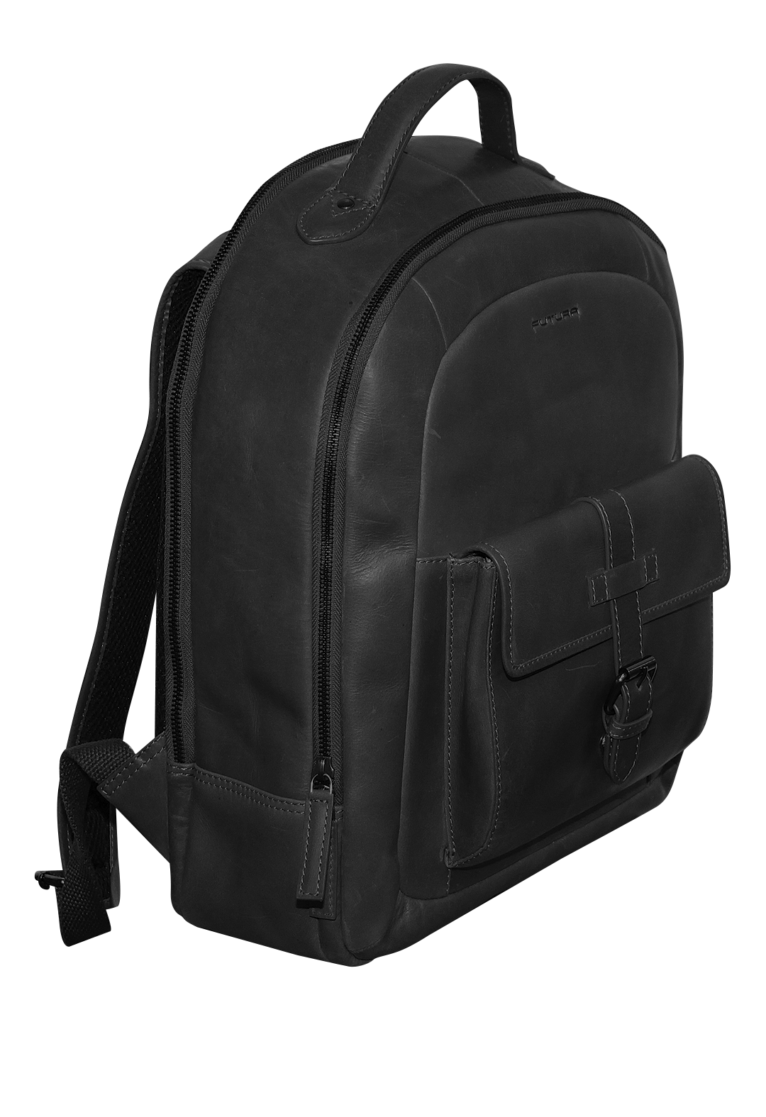 Futura Mens Leather Laptop Backpack School Shoulder Bag Front Pocket - Black Price
