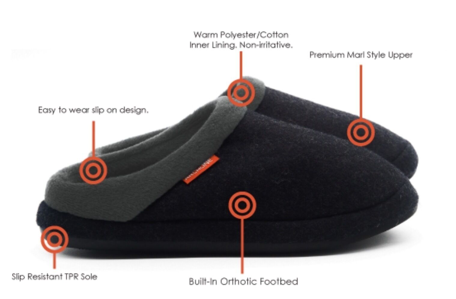 ARCHLINE Orthotic Slippers Slip On Arch Scuffs Orthopedic Moccasins - Charcoal Marle - EUR 45 Price