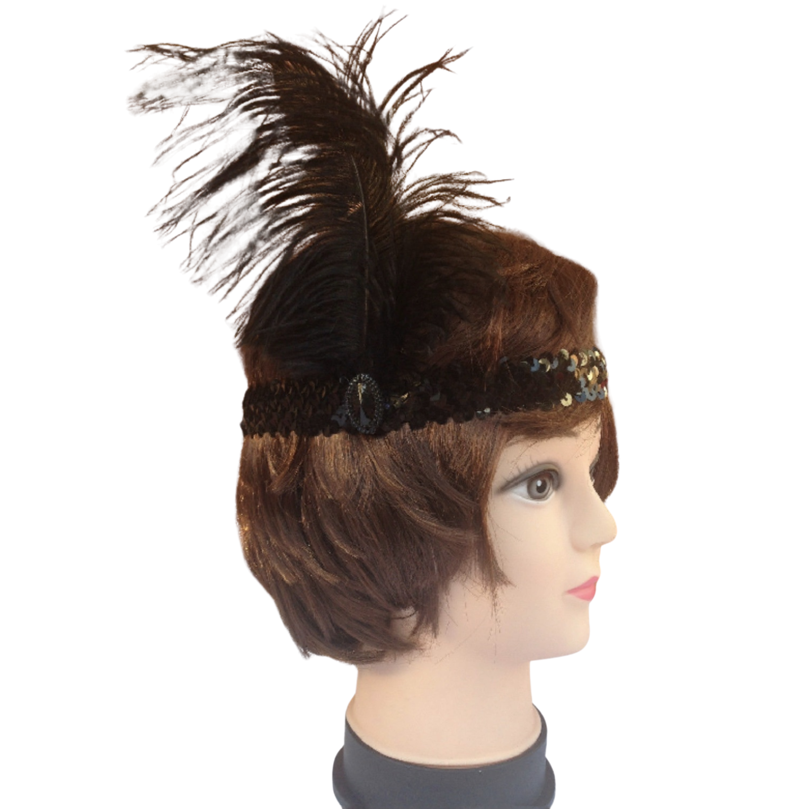 3x 1920s FLAPPER HEADBAND Headpiece Feather Sequin Charleston Costume Gatsby - Black Price