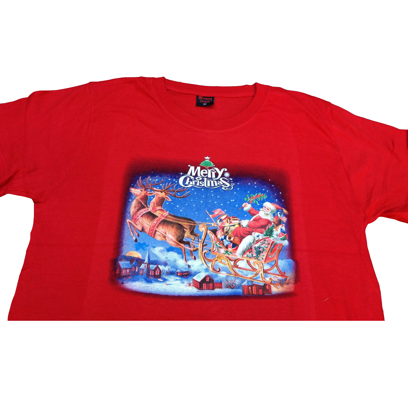 100% Cotton Adult Christmas T Shirt Xmas Top Santa Red White Party Costume - Red - L Price