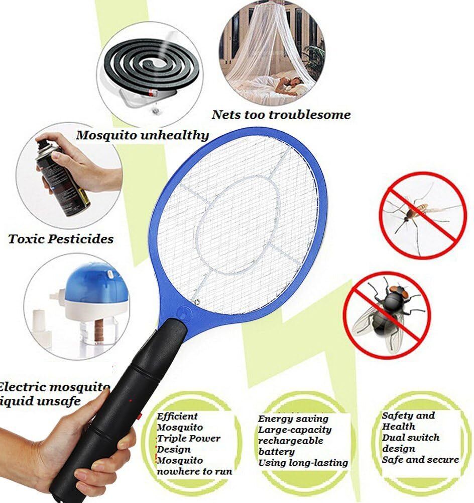 6x BUG ZAPPER RACKET Fly Mosquito Pest Swatter Net Racquet Electric Insect Killer Price