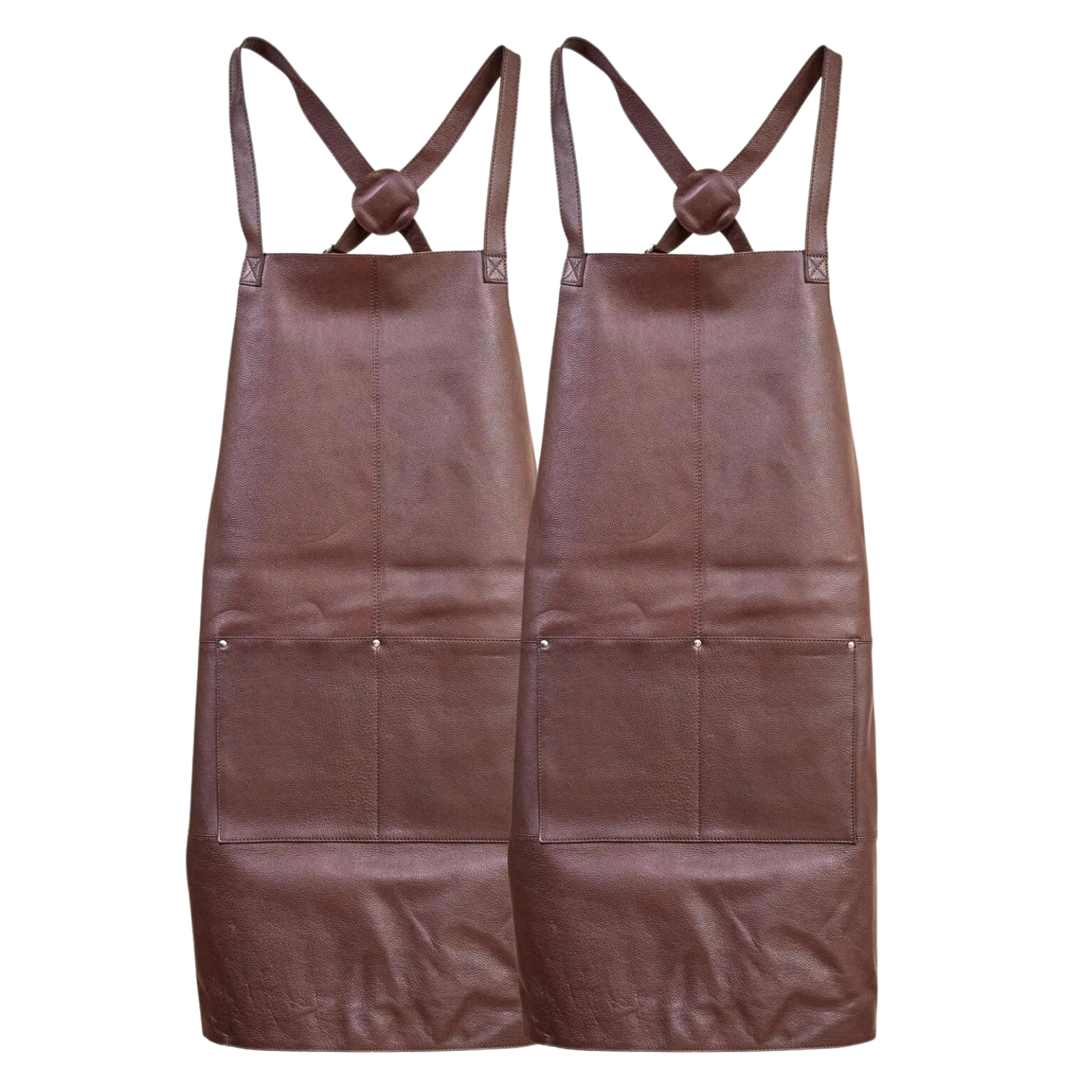 2x Pierre Cardin Professional Leather Apron Butcher Woodwork Barber Chef - Brown Price